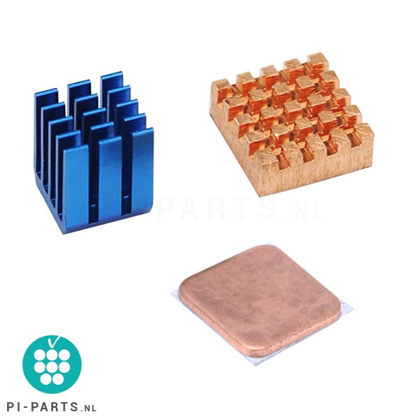 Heatsinks - koelelementen | 1 x blauw aluminium + 2 x koper