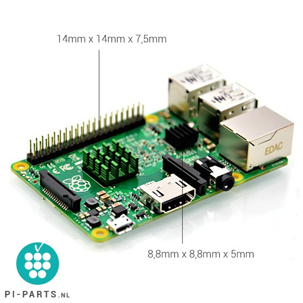 Raspberry Pi 3B + | Bundel – board + behuizing + heatsinks